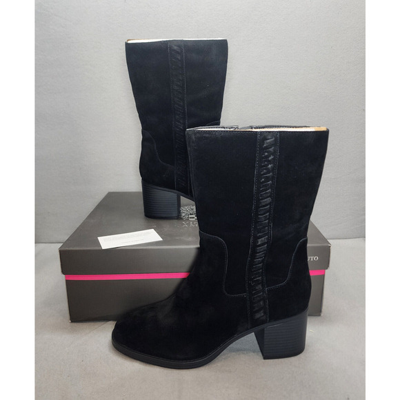 Vince Camuto Zelcinna Water Repellent Mid Shaft Suede Boots Women's SZ 9 - NIB - Picture 1 of 8